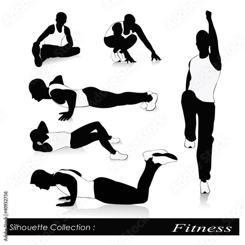 Vektor: Vector illustration of fitness silhouettes .Men fitness Vector illustration of fitness silhouettes .Men fitness