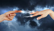 Human hands in contact