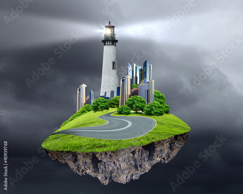 Illustration: Collage with lighthouse Collage with lighthouse