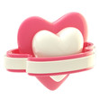 Shiny heart symbol with ribbon isolated