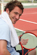 Tennis player resting