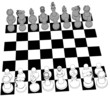 Chess set game pieces line drawing 3D