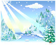 Fir tree on snow mountain