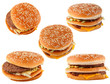 fast food. Group hamburger isolated on white