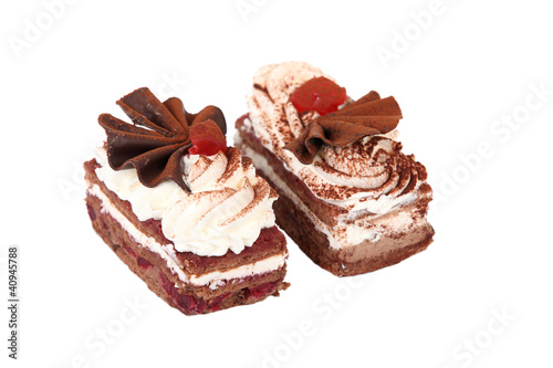Photo: Two slices of chocolate cake Two slices of chocolate cake