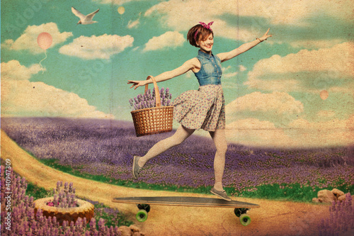 Photo: art collage with beautiful woman art collage with beautiful woman