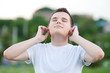 Young attractive man with headphones Young attractive man with headphones
