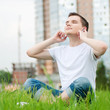 Young attractive man with headphones Young attractive man with headphones