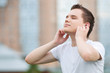 Young attractive man with headphones Young attractive man with headphones