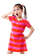 Girl gesturing talking on telephone