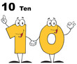Number Ten Cartoon Character With Text Number Ten Cartoon Character With Text