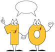 Number Ten Cartoon Character With Speech Bubble Number Ten Cartoon Character With Speech Bubble