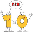 Number Ten Cartoon Character With Speech Bubble And Text Number Ten Cartoon Character With Speech Bubble And Text
