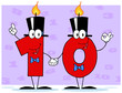 Number Ten Candles Cartoon Character With Background Number Ten Candles Cartoon Character With Background