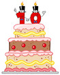 Birthday Cake Or Wedding Cake With Number Ten Candles