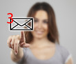 Businesswoman pressing messaging type of modern icons