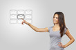 Businesswoman pressing messaging type of modern icons