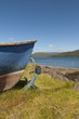 Keel of old fishing boat and anchor at Lochcarron