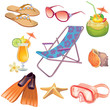 Summer vacation travel icon set
