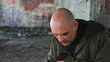 Shaved man with snotty