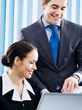 Businesspeople working with laptop at office Businesspeople working with laptop at office
