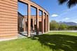 modern bricks house, surrounded by nature