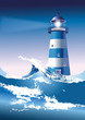 Lighthouse with breaking waves