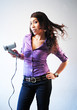 asian Woman drying her Hair