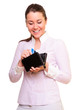 Woman holding credit card