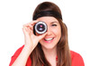 young woman with a lens