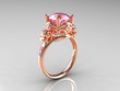 Pink Sapphire Rose Gold Classic Engagement Ring