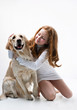 Little girl and dog