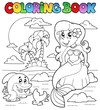 Coloring book ocean and mermaid 1