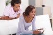 Woman playing computer games Woman playing computer games