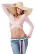 Young beautiful woman in a straw hat