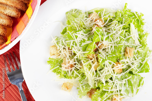 Photo: The Caesar salad prepared on the classical recipe The Caesar salad prepared on the classical recipe