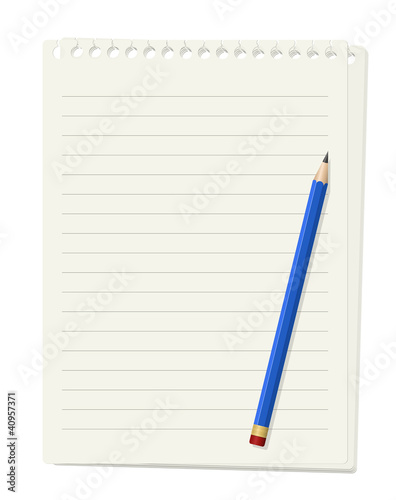 Vector: lined paper sheet with pencil lined paper sheet with pencil