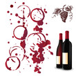Vektor: Vector wine or coffee stain circles and two wine bottles Vector wine or coffee stain circles and two wine bottles