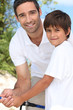 Father and son fishing