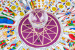 Tarot cards arranged in circle with a magic ball in the center. Tarot cards arranged in circle with a magic ball in the center.