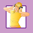 Young woman listening music