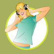 Young woman listening music