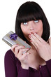 Brunette surprised by gift