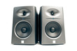 studio audio monitors isolated on white