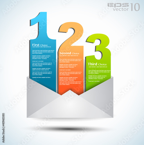 Vettoriale: Postcard menù with 3 choices. Ideal for web usage, depliant ... Postcard menù with 3 choices. Ideal for web usage, depliant ...