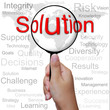 Solution, word in Magnifying glass ,business background