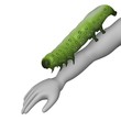 3d render of cartoon character with caterpillar
