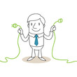 Geschäftsmann, Stecker, Kabel, Energiesparen