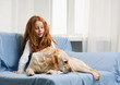 Little girl and dog