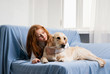 Little girl and dog